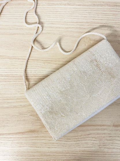 vintage satin floral beaded evening bag - good market thrift store