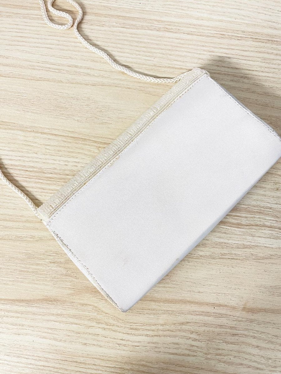 vintage satin floral beaded evening bag - good market thrift store