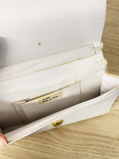 vintage satin floral beaded evening bag - good market thrift store