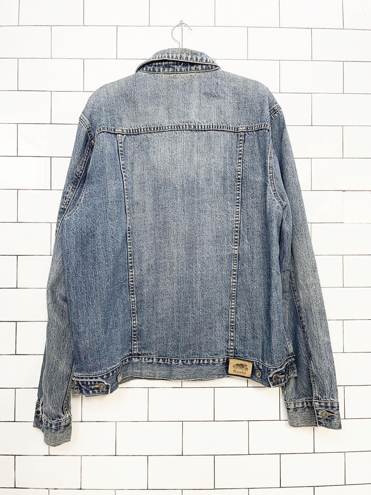 vintage 00s roots 73 denim trucker jacket