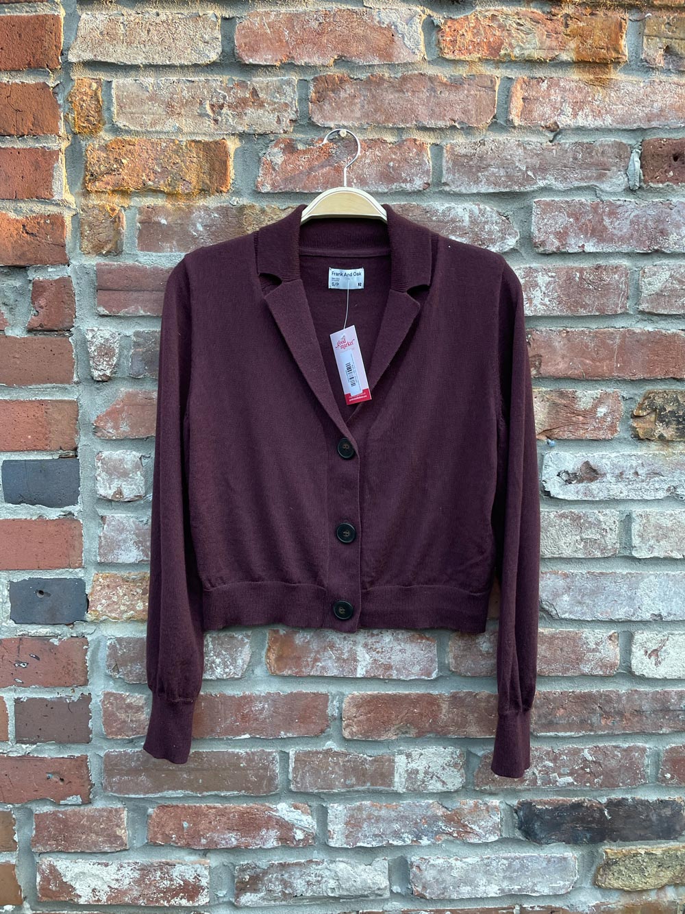 frank and oak 100% merino wool collared cardigan