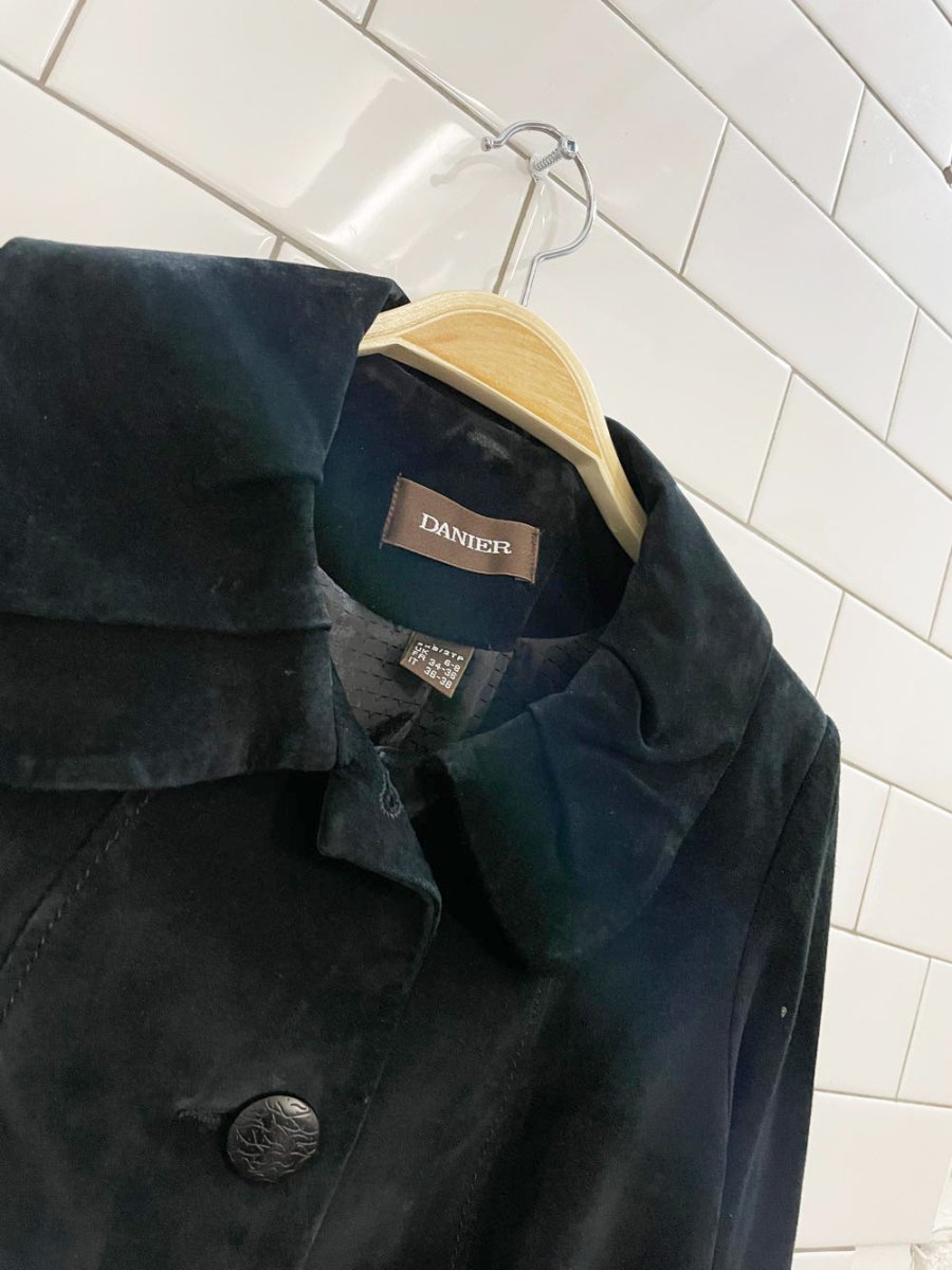 vintage 00s danier peplum hem suede jacket - good market thrift store