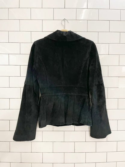 vintage 00s danier peplum hem suede jacket - good market thrift store
