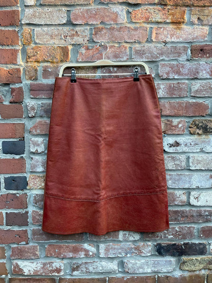 vintage braided leather midi skirt