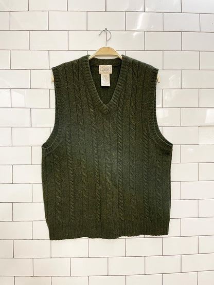 vintage 90s classics cable knit wool vest - good market thrift store