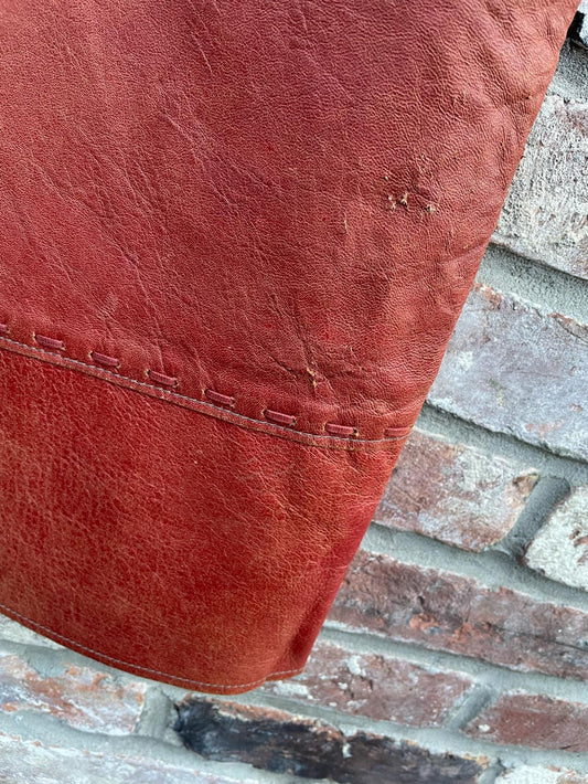 vintage braided leather midi skirt