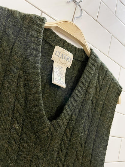 vintage 90s classics cable knit wool vest - good market thrift store