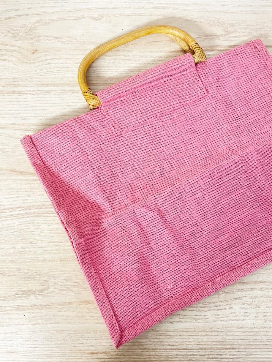 vintage 70s revlon bamboo handle woven tote - good market thrift store