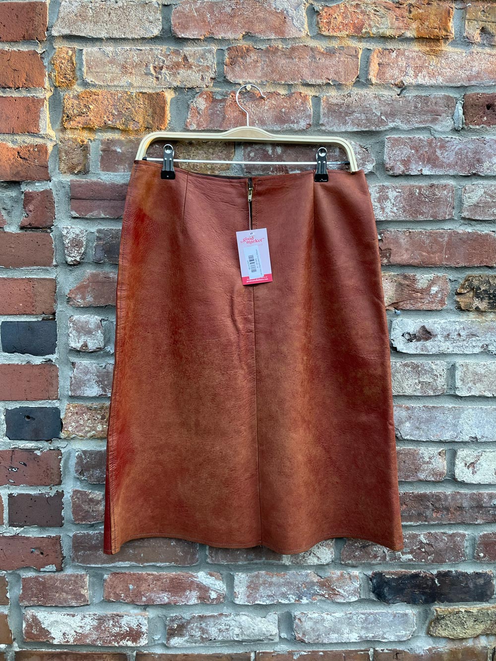 vintage braided leather midi skirt