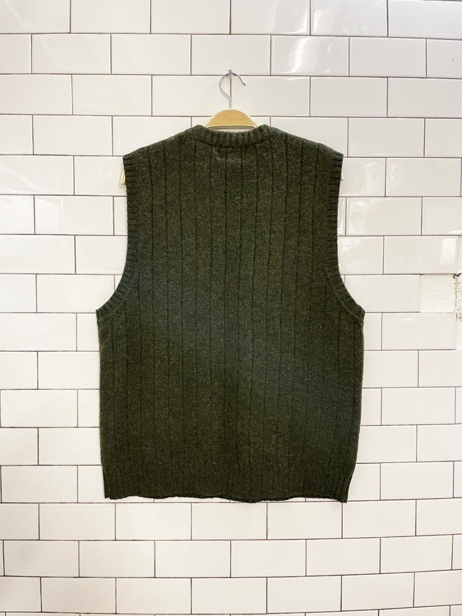 vintage 90s classics cable knit wool vest - good market thrift store
