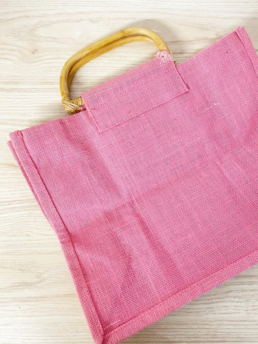 vintage 70s revlon bamboo handle woven tote - good market thrift store