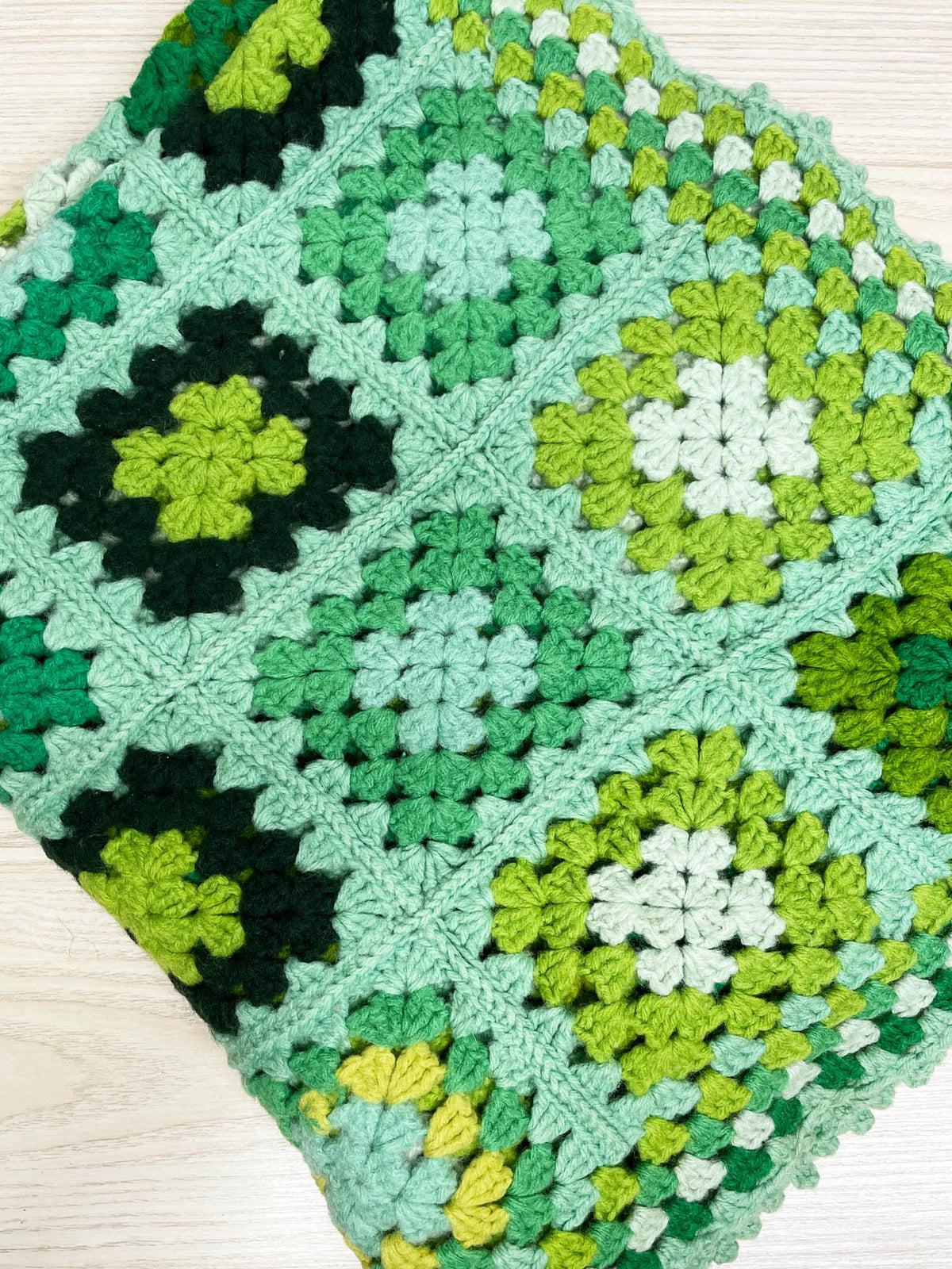 vintage 70s handmade granny square crochet knit afghan blanket