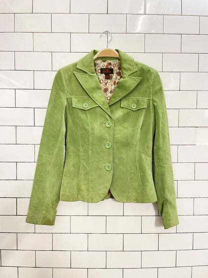 y2k danier lime green suede jacket - good market thrift store