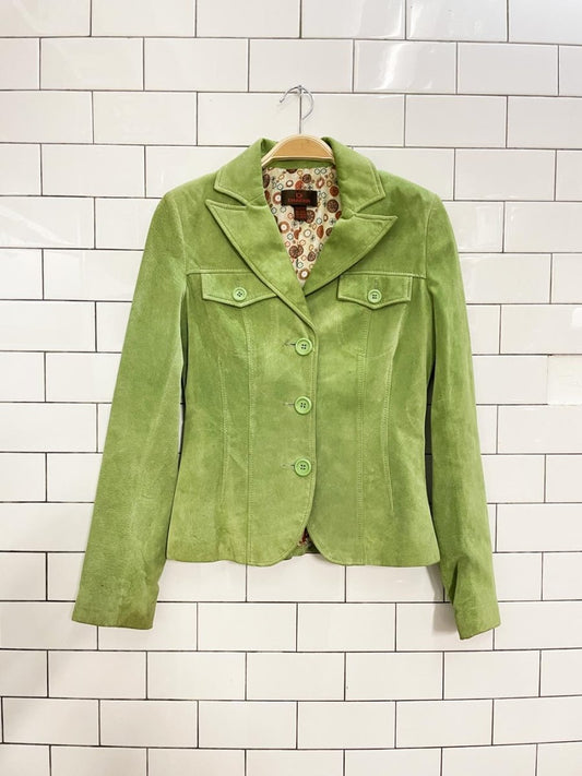 y2k danier lime green suede jacket - good market thrift store