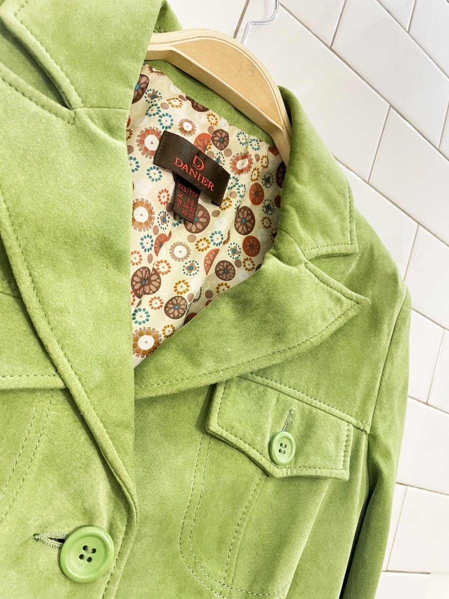 y2k danier lime green suede jacket - good market thrift store