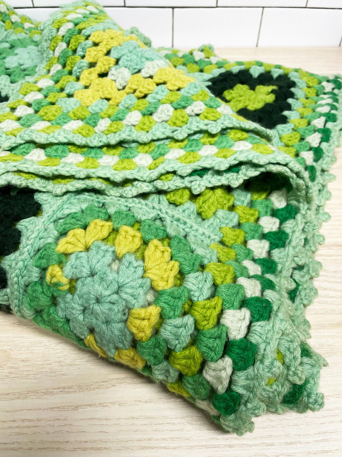 vintage 70s handmade granny square crochet knit afghan blanket