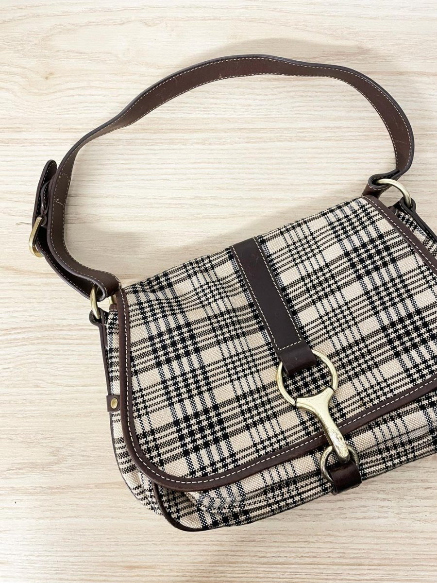 vintage amberhill 5/A baker plaid saddle bag - good market thrift store