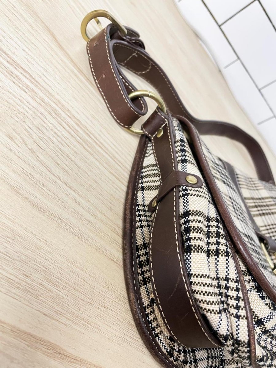 vintage amberhill 5/A baker plaid saddle bag - good market thrift store