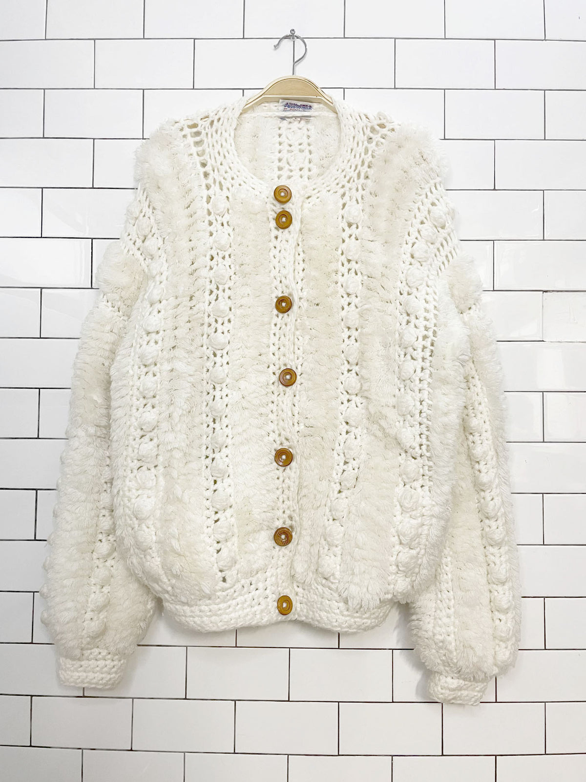 vintage 70s answers by riddles inc crochet shag knit boho sweater jacket