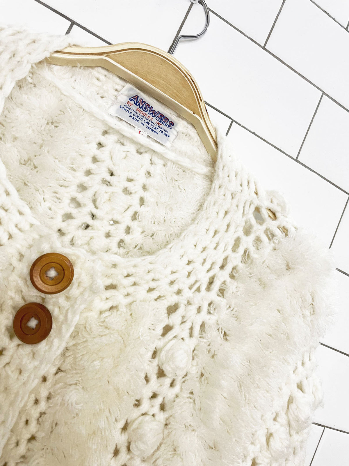 vintage 70s answers by riddles inc crochet shag knit boho sweater jacket