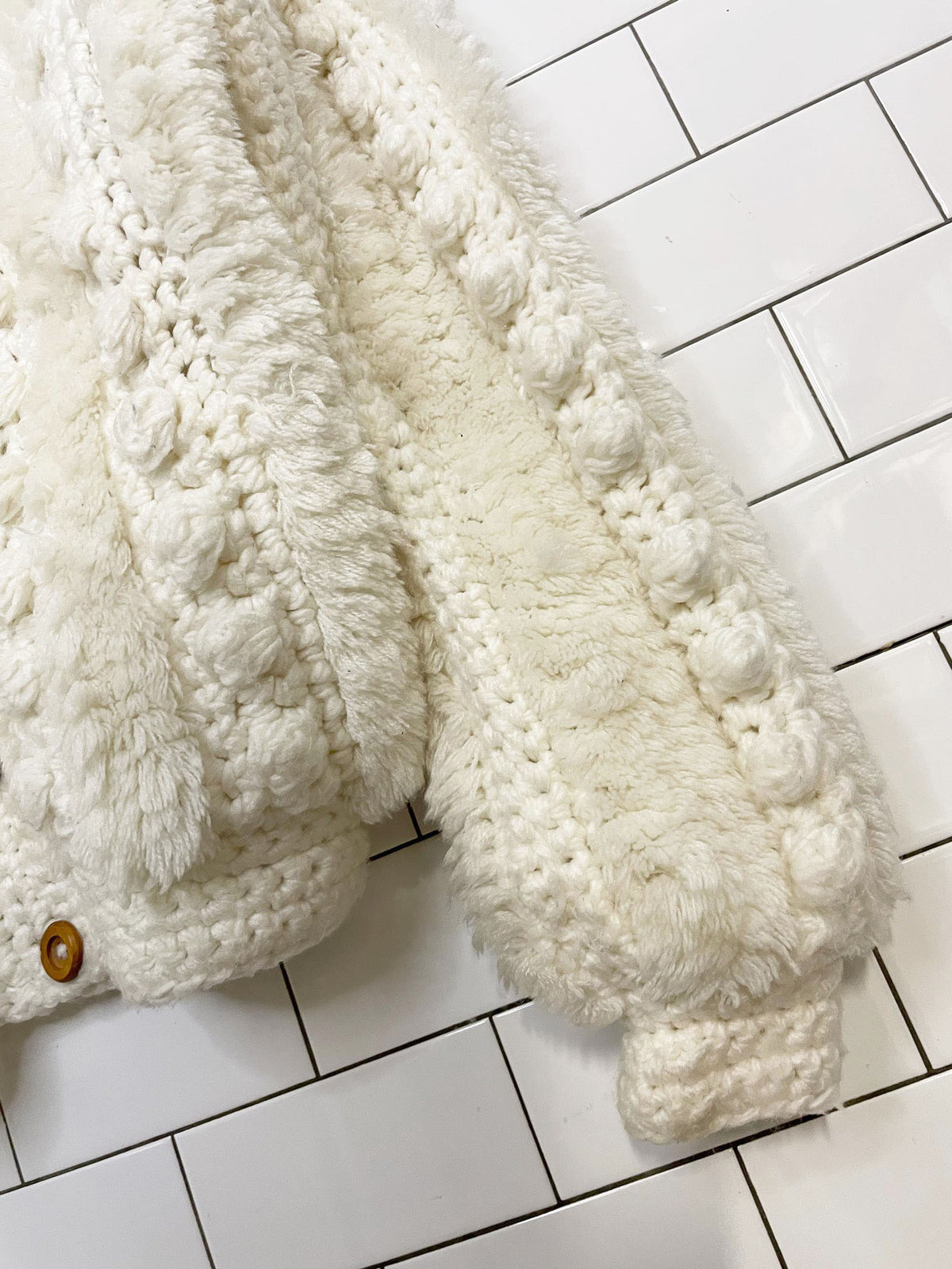vintage 70s answers by riddles inc crochet shag knit boho sweater jacket