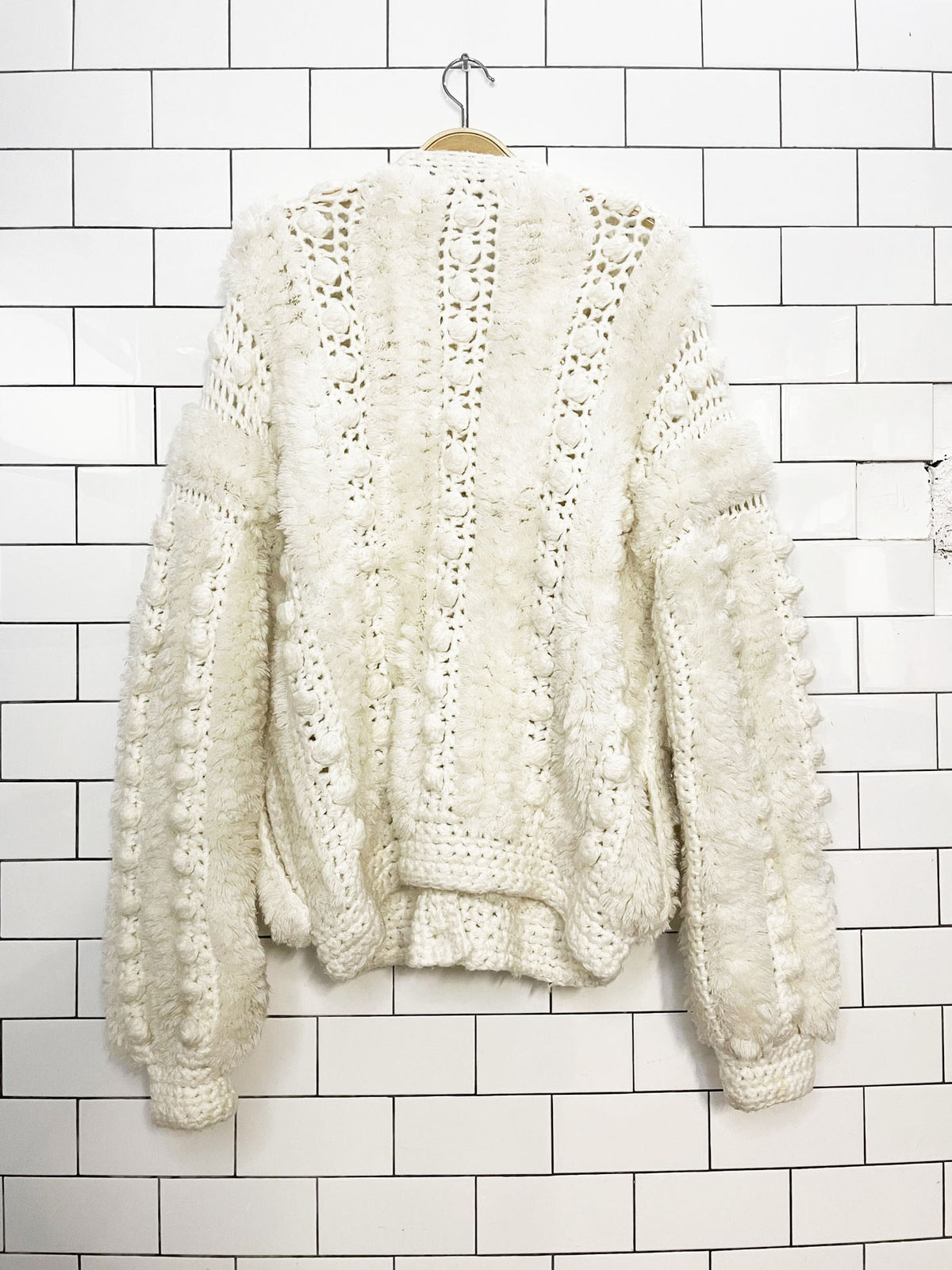 vintage 70s answers by riddles inc crochet shag knit boho sweater jacket