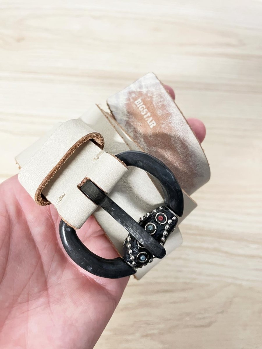 y2k big star leather belt - good market thrift store