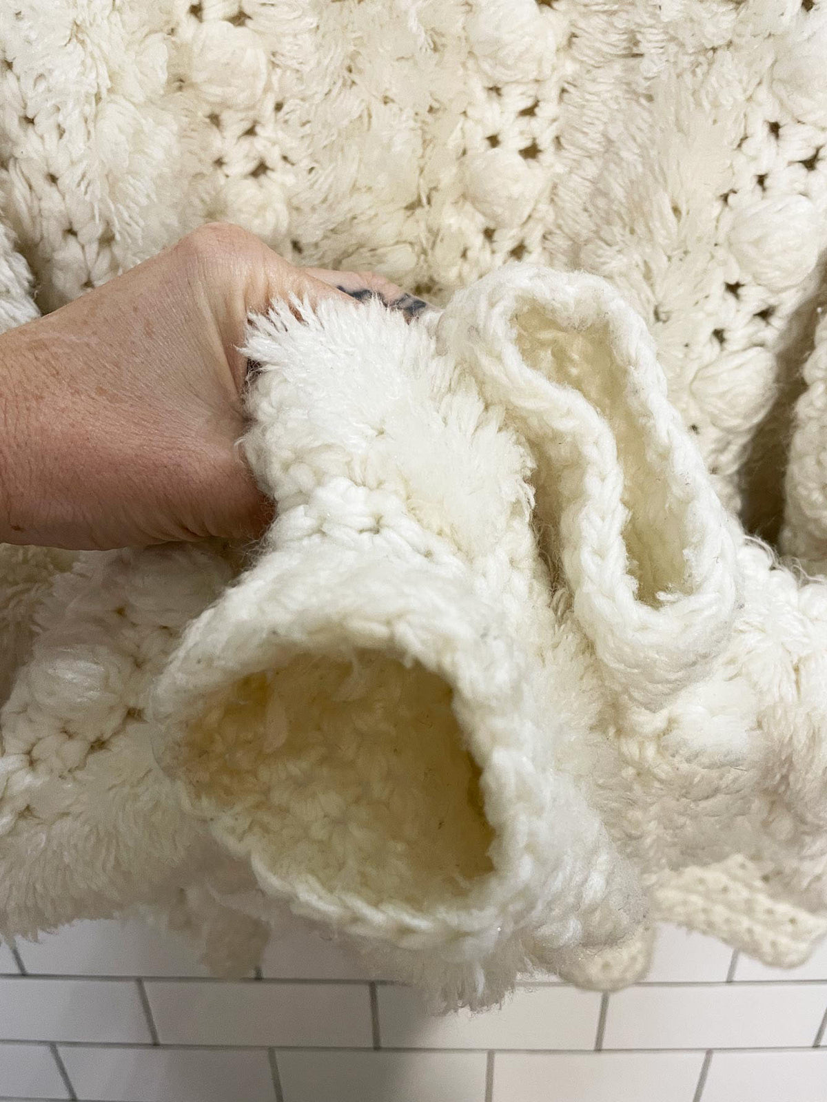 vintage 70s answers by riddles inc crochet shag knit boho sweater jacket
