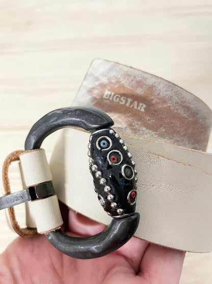 y2k big star leather belt - good market thrift store
