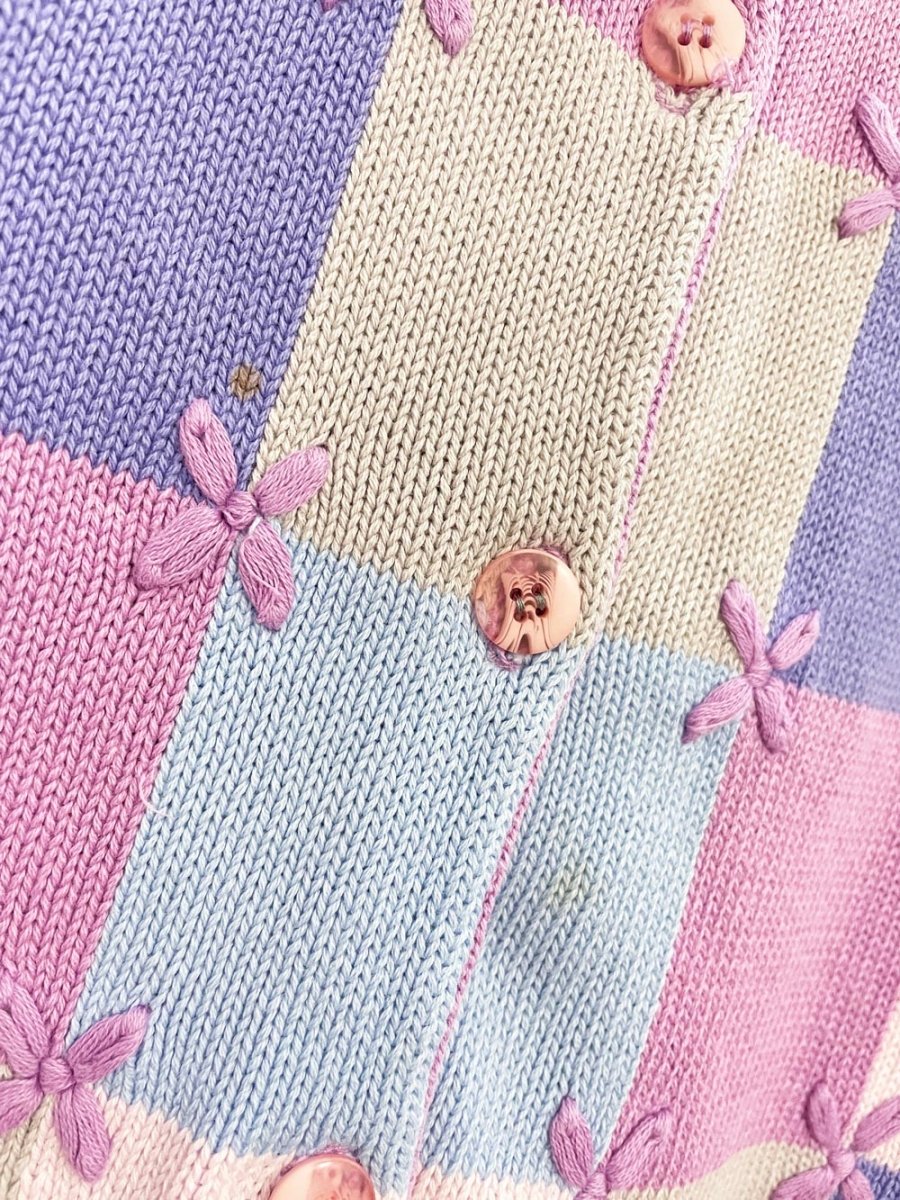 vintage 00s tabi flower check knit cardigan - good market thrift store