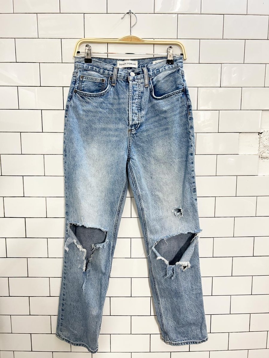 denim forum joni high rise loose fit distressed jeans - good market thrift store