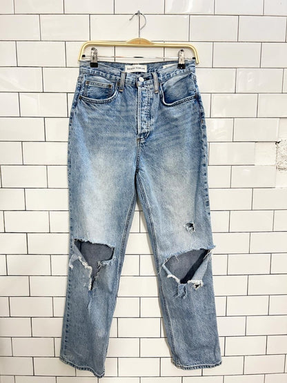 denim forum joni high rise loose fit distressed jeans - good market thrift store