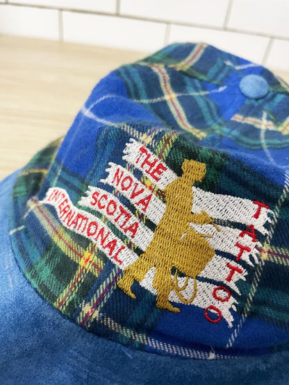 vintage 90s AJM nova scotia suede brim plaid hat - good market thrift store