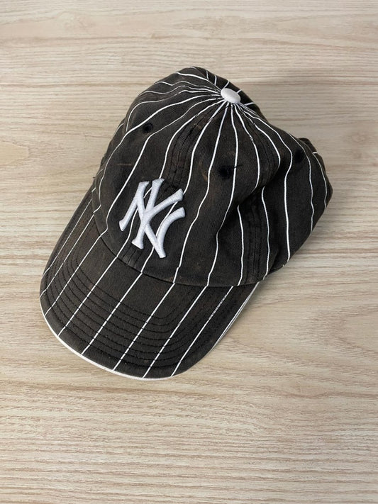 vintage 90s new york yankees striped hat - good market thrift store