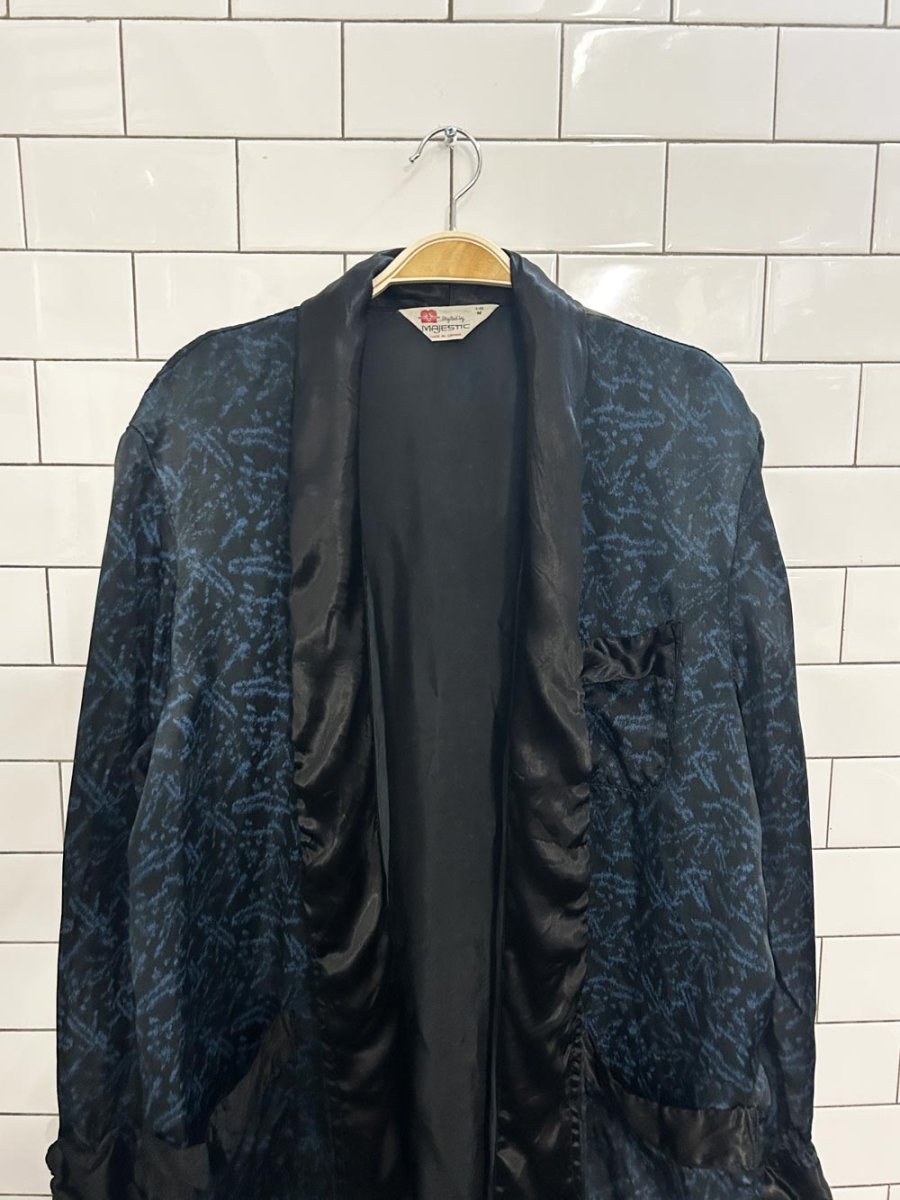 vintage 70s majestic silk brocade smoking dinner jacket robe - good market thrift store