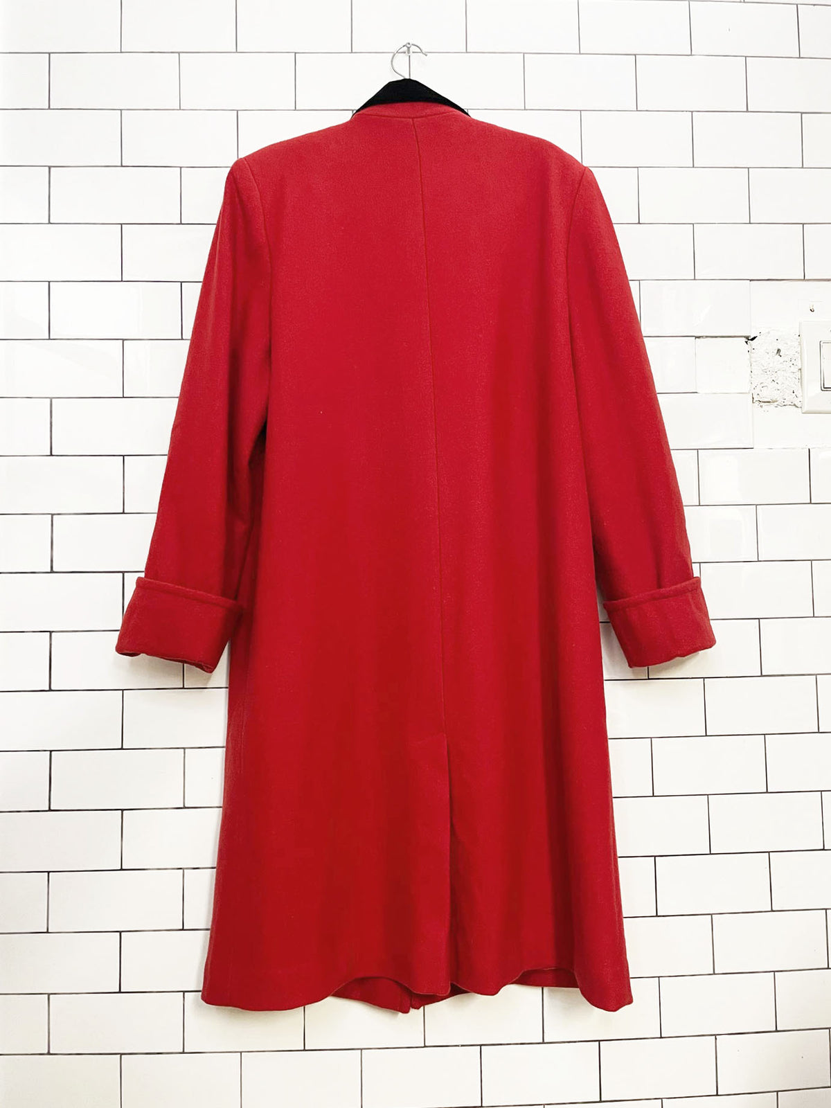 vintage russell scott wool-blend velvet collar long coat | made in USA