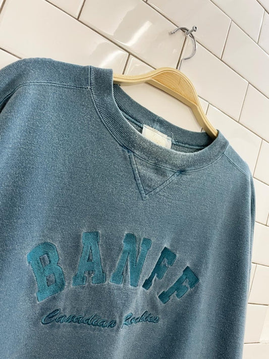 vintage banff embroidered faded cottage crew - good market thrift store