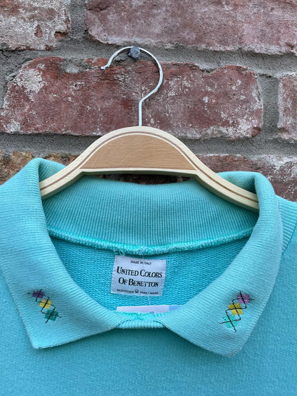 vintage ucob benetton cricket club collared sweatshirt