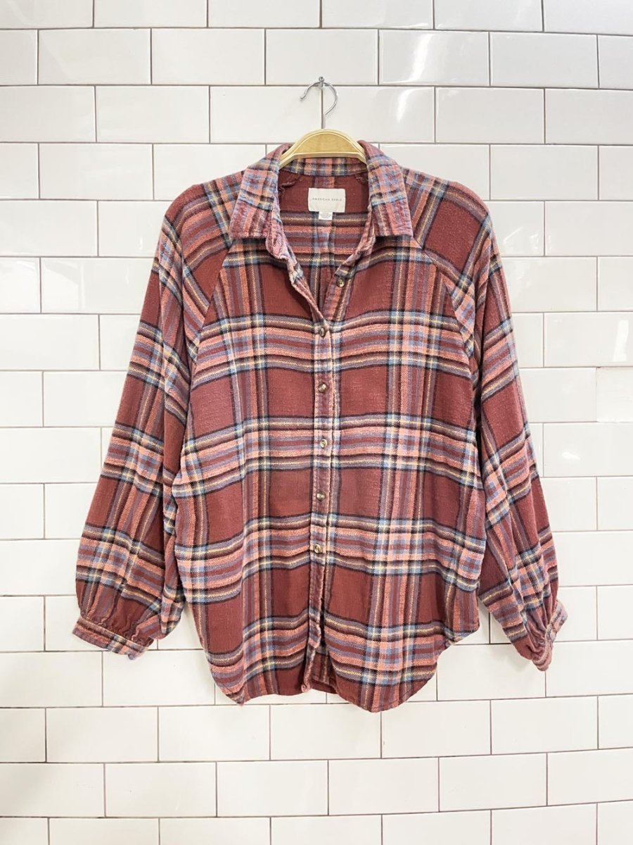 ae boho parie sleeve flannel shirt - good market thrift store