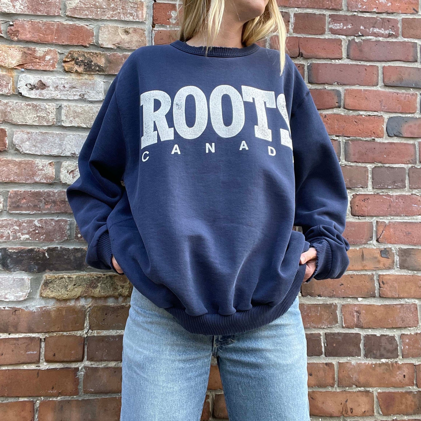 vintage 90s roots nameplate crewneck - size xl