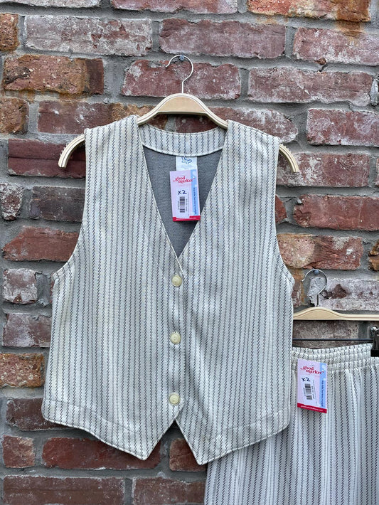 vintage weekenders poly-knit midi skirt + vest set