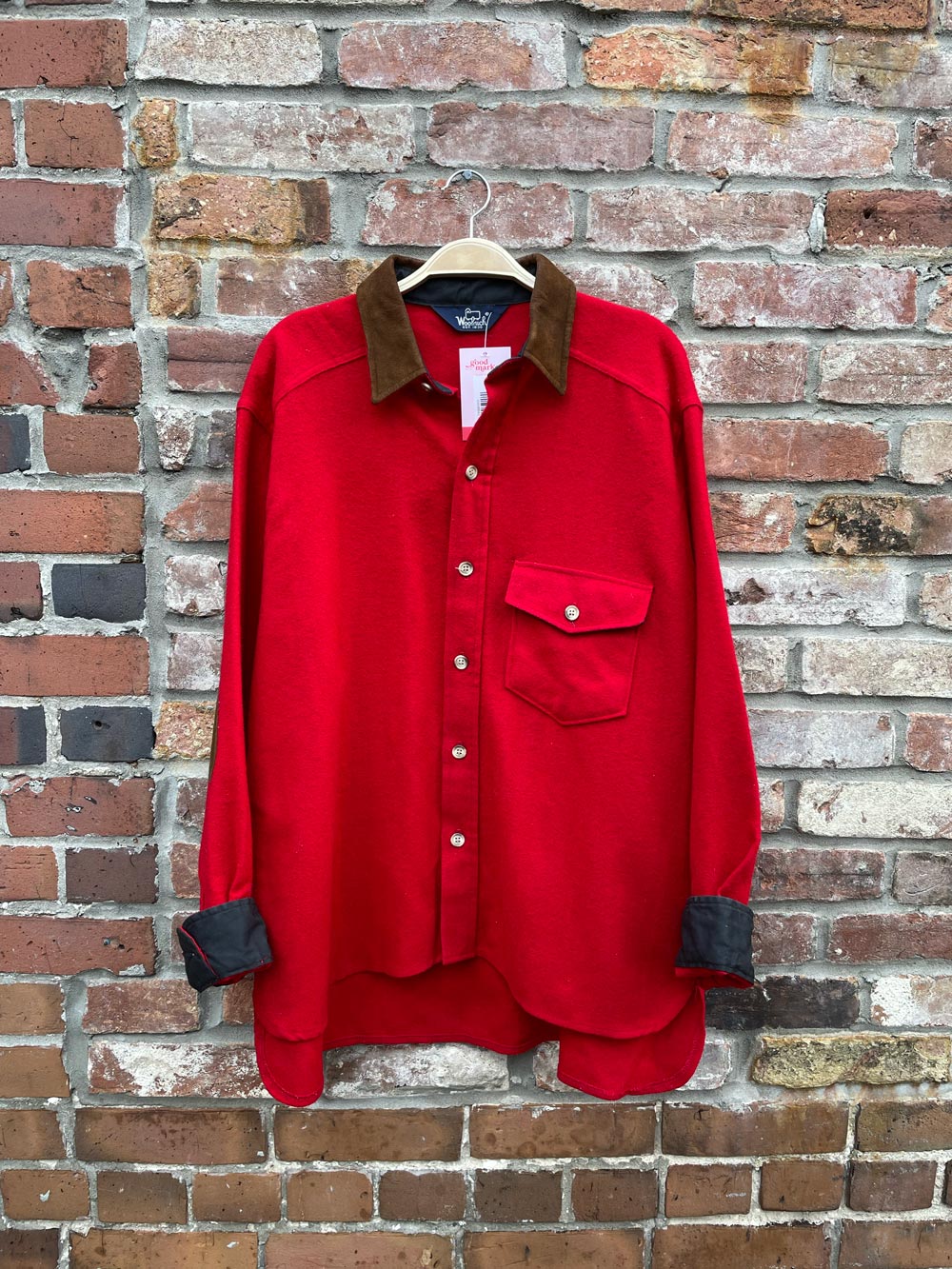 vintage 70s woolrich leather trim wool shirt