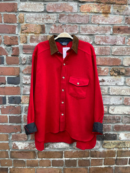 vintage 70s woolrich leather trim wool shirt