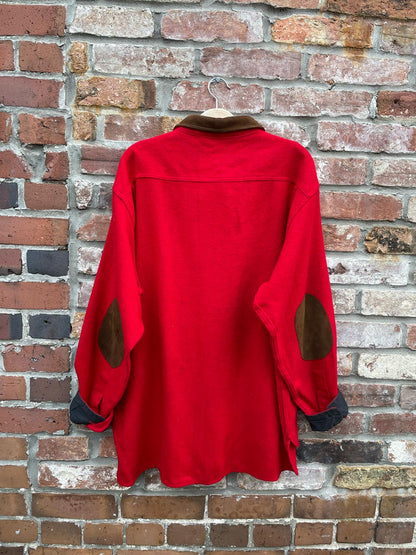 vintage 70s woolrich leather trim wool shirt