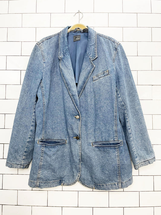vintage 90s lizwear denim blazer jacket | liz claiborne