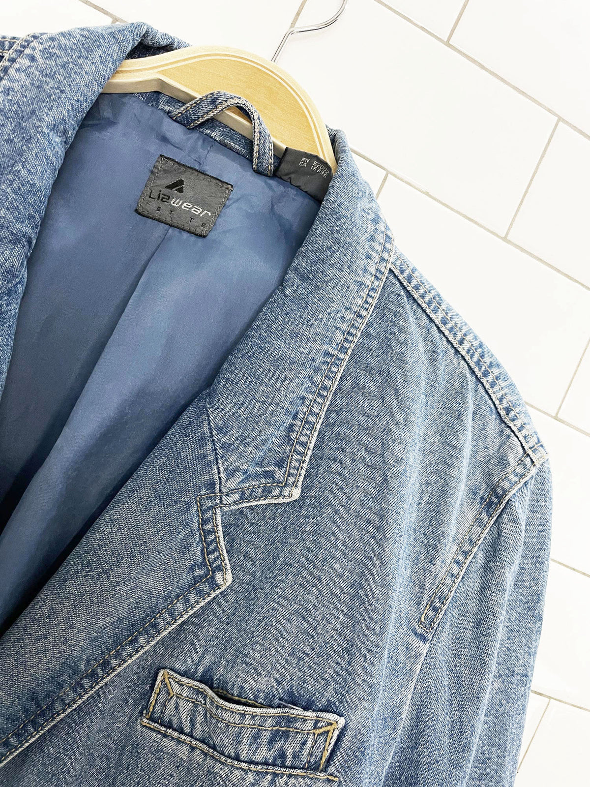 vintage 90s lizwear denim blazer jacket | liz claiborne