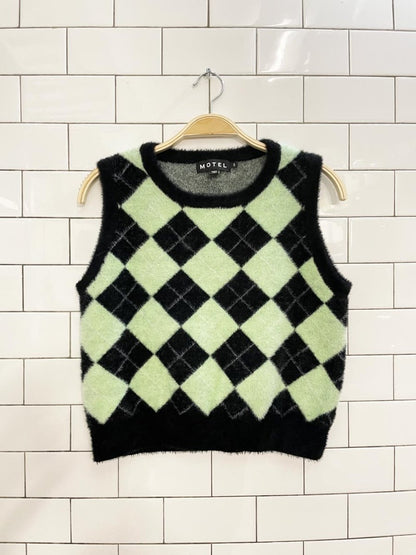 UO motel rocks siri argyle knit vest tank - good market thrift store