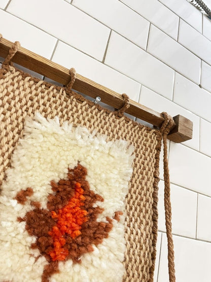 vintage 70s latch hook plant wall hanger - good market thrift store