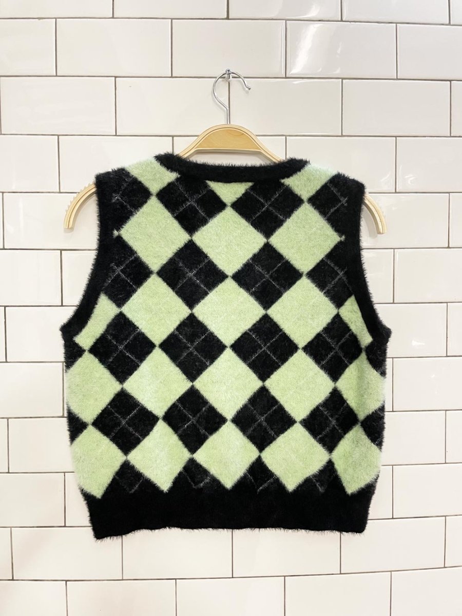 UO motel rocks siri argyle knit vest tank - good market thrift store
