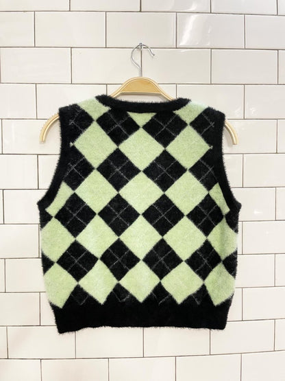 UO motel rocks siri argyle knit vest tank - good market thrift store